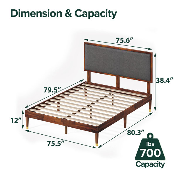 Zinus Raymond 38 inch Wood Platform Bed Frame with Adjustable